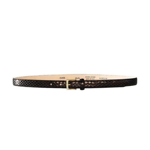 AUREUM Black Snake Embossed Belt in Black X-Small/Small Womens Leather - Picture 1 of 11